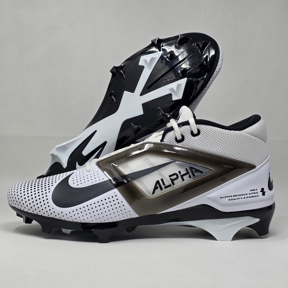 Nike Alpha Menace 4 Pro Football Cleats FZ7702-105 White Black Men's Size 14.5
